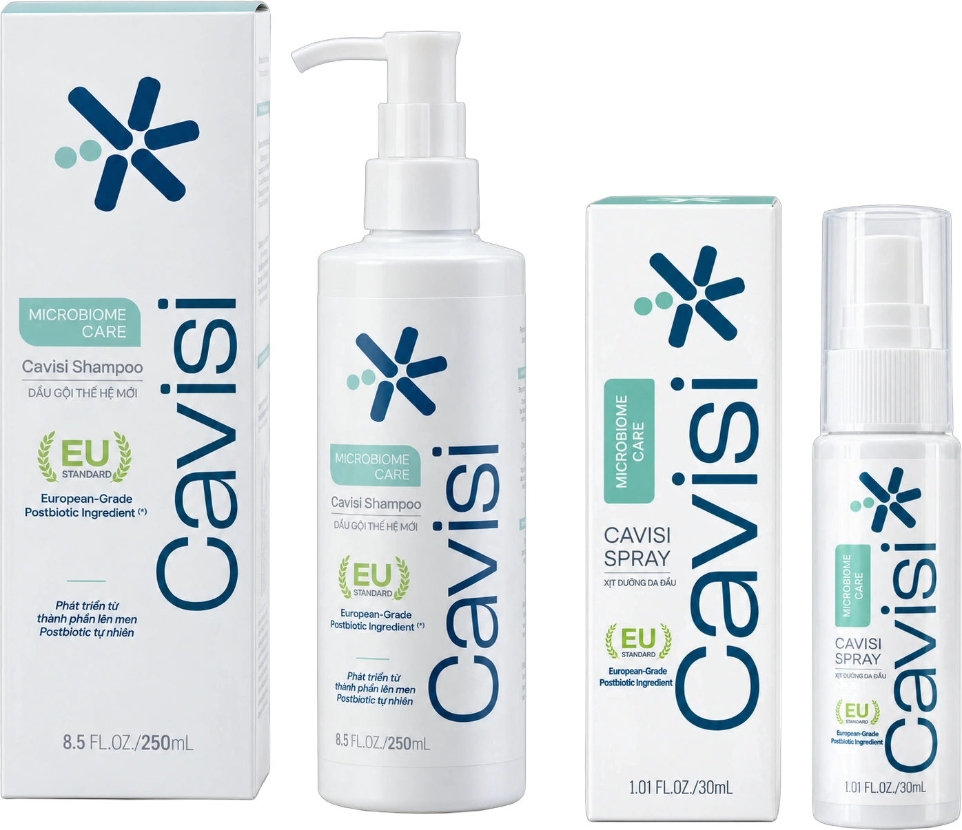 Combo bộ đôi Cavisi Shampoo 250ml và Cavisi Spray 30ml trọn gói