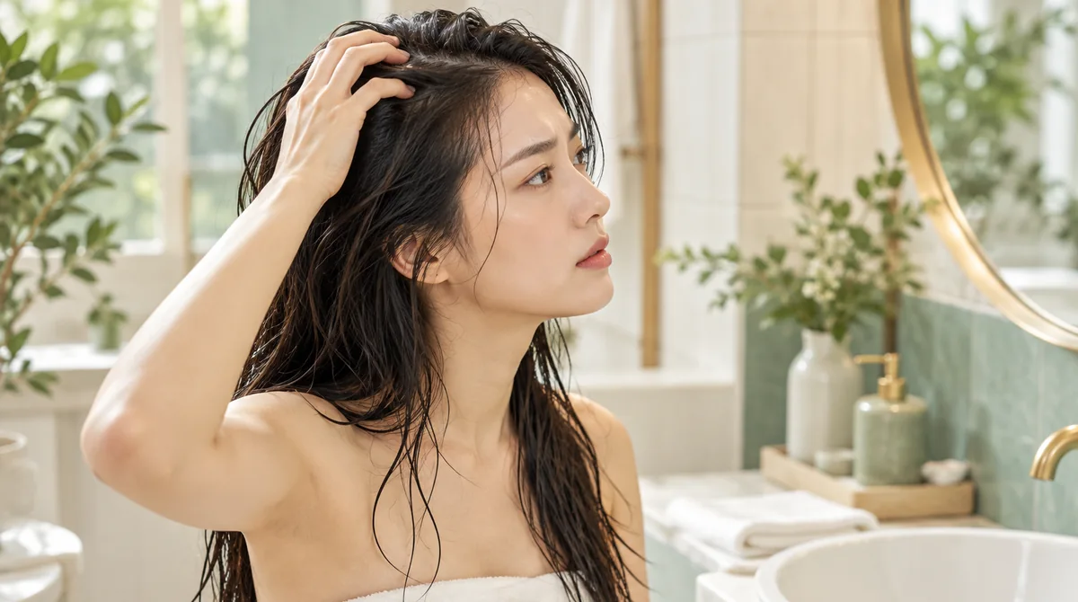 Minh họa AI về việc xem lại sản phẩm chăm sóc khi da đầu khó chịu