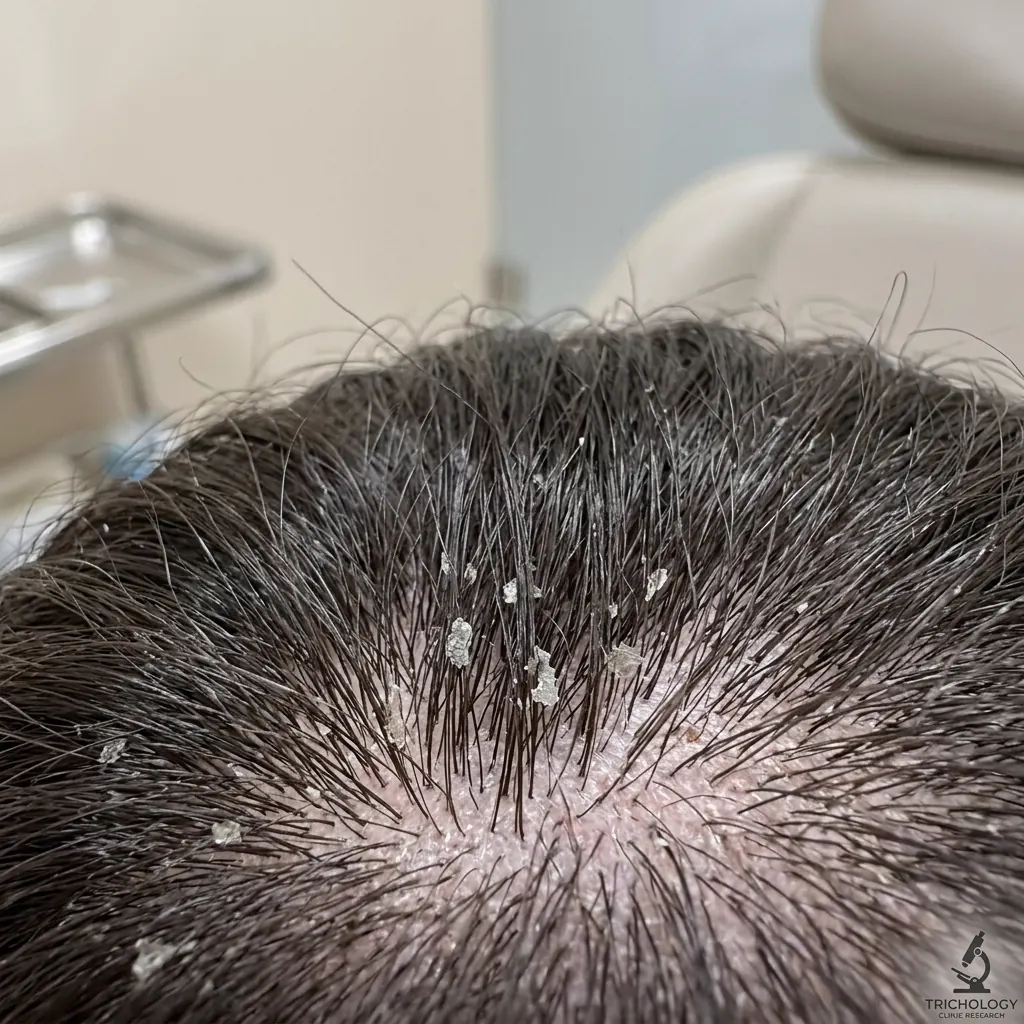 Vảy gàu nhìn thấy bám chân tóc